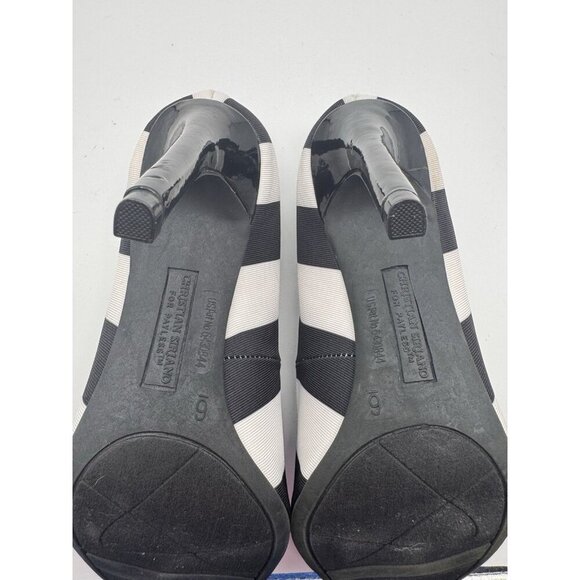 Christian Siriano Black and White Striped Stiletto Pumps, Size 6 Heels Shoes - Picture 11 of 11